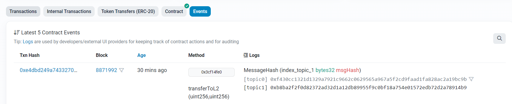 Etherscan Event MsgHash